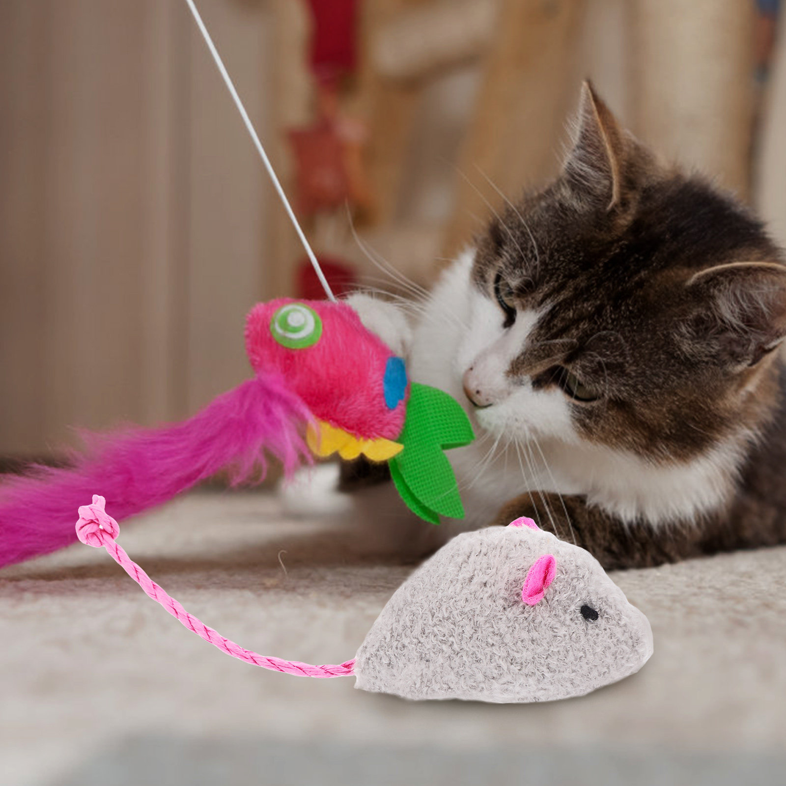 4Pcs Realistic Simulation Mous – обзор и цена Interactive Cat Toy